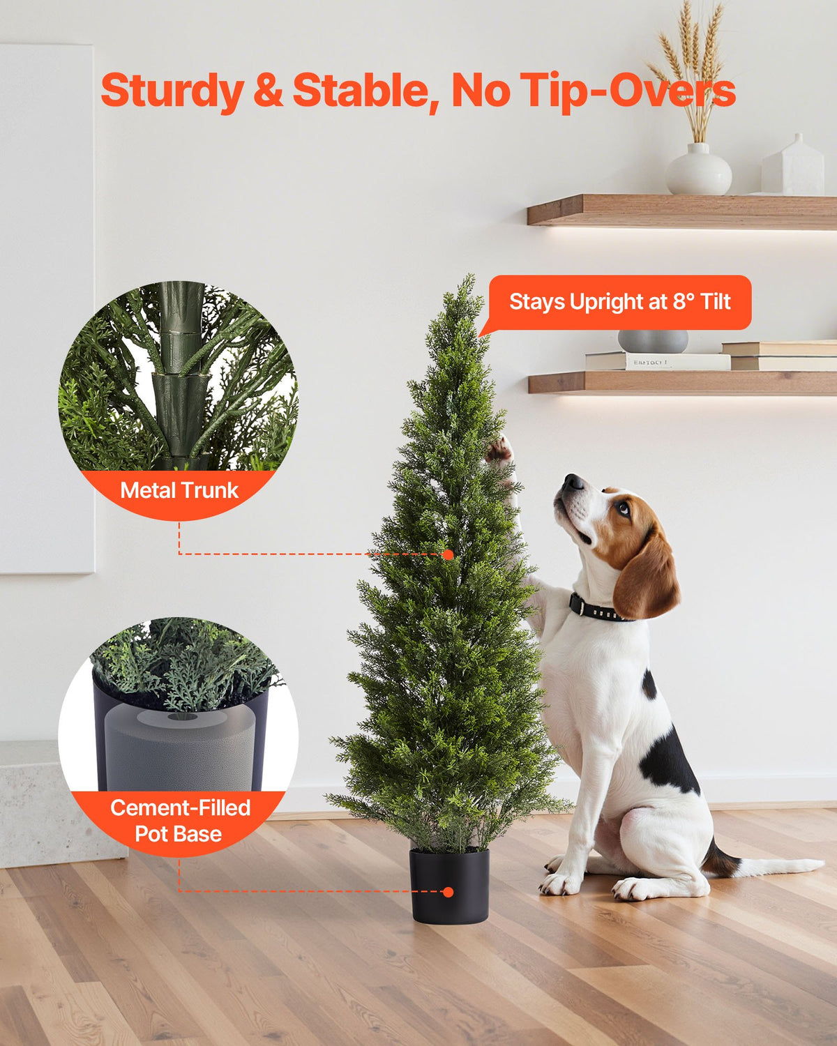 Artificial Topiary Cedar Trees, 2 Set 1219mm Faux Pine Shrubs Plants, Fake Silk Tree Look Real, Easy Assembly for Decor Front Porch Outdoor Patio Garden Balcony Backyard Indoor Office