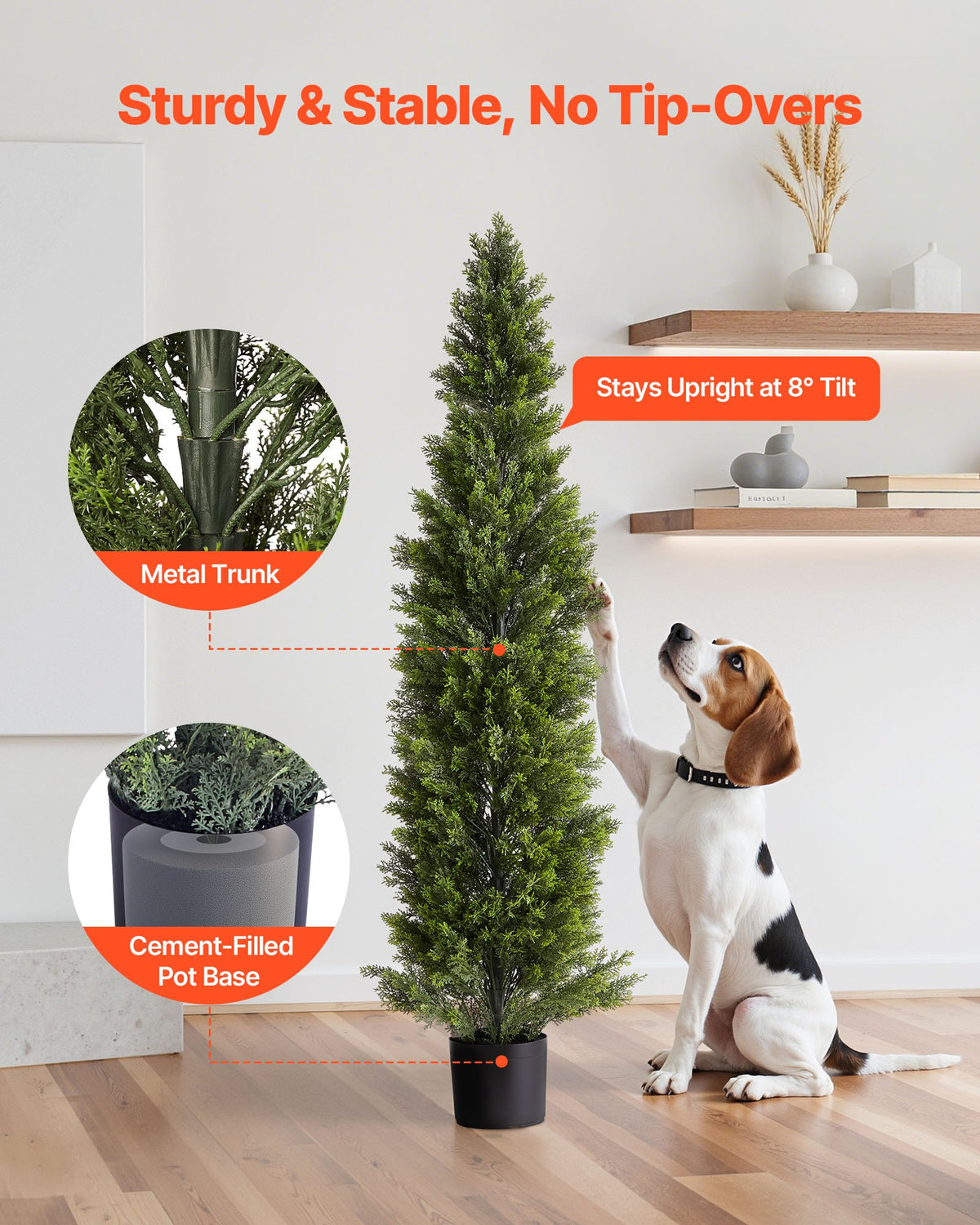 Artificial Topiary Cedar Trees, 2 Set 1524mm Faux Pine Shrubs Plants, Fake Silk Tree Look Real, Easy Assembly for Decor Front Porch Outdoor Patio Garden Balcony Backyard Indoor Office