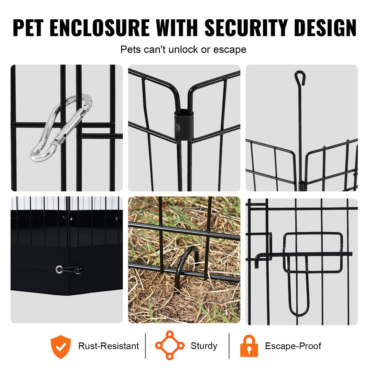 Dog Playpen, 8 Pcs 30"H x 24"W Panels Foldable Metal - V952-XSYDCWWLXTSD48O5RV0