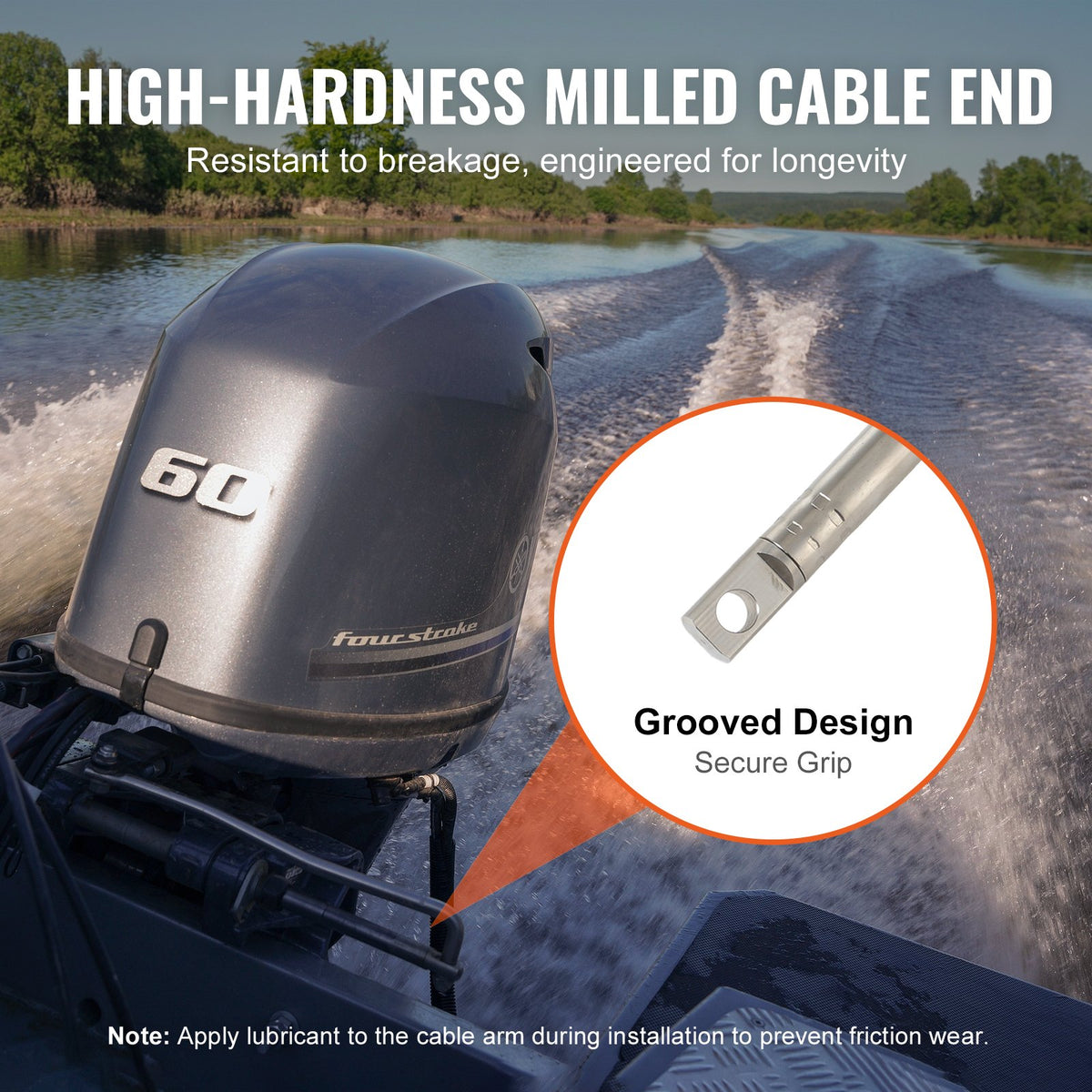 Boat Steering Cable, 17 Feet Outboard Marine Rotary Steering Cable, 1/2 Ton High Tensile Strength, Steel Steering Wheel Cable Compatible with Most Single-Station Outboard Steering Systems