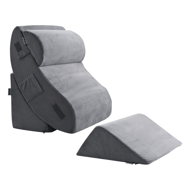 4pc Adjustable Wedge Pillow Set Orthopedic Dark Gray