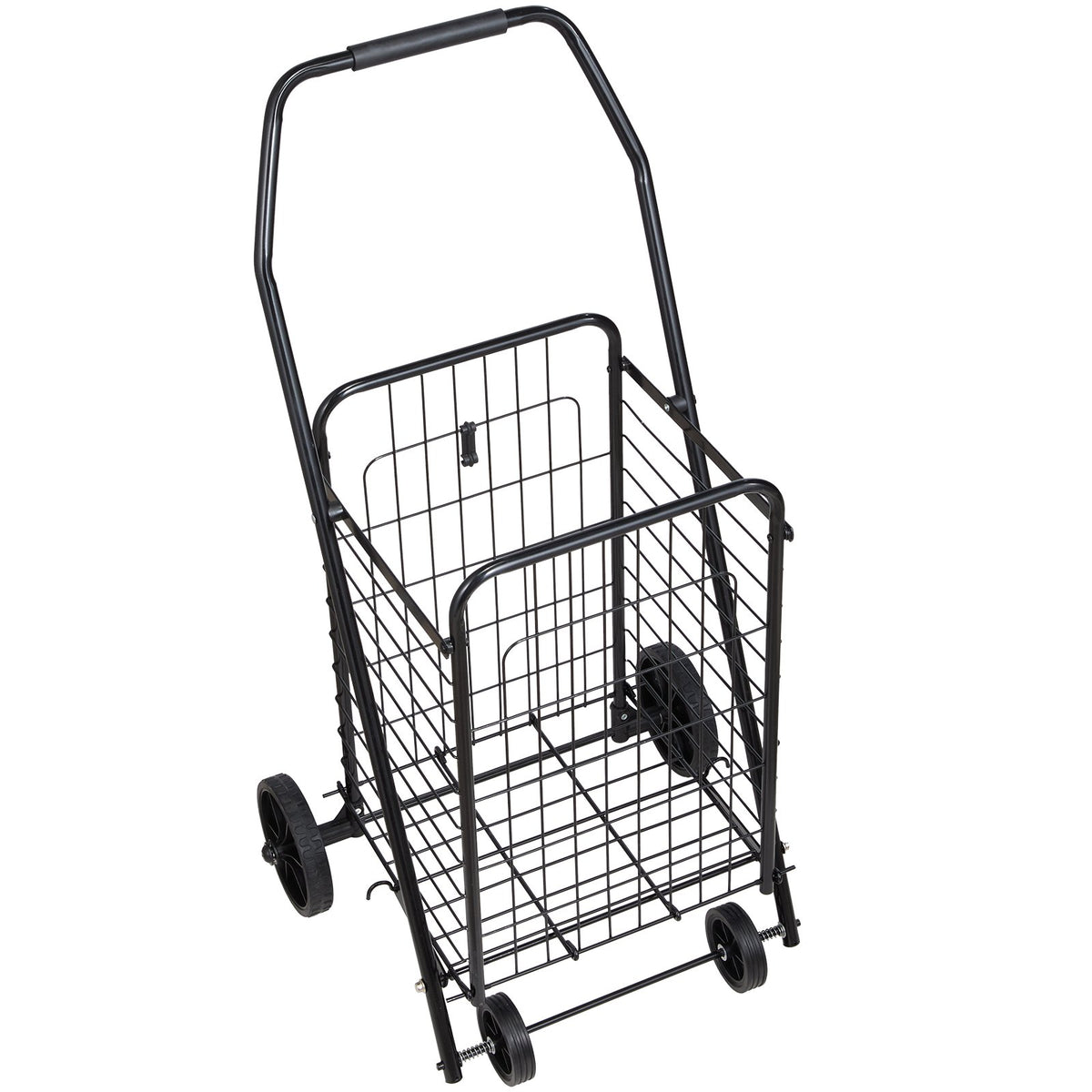 Shopping Cart, Folding Grocery Utility Cart with Swivel Wheels, 40.8 kg Large Load Capacity, Heavy Duty Rolling Laundry Basket Butler for Laundry, Shopping, Camping, Grocery, Luggage, Black