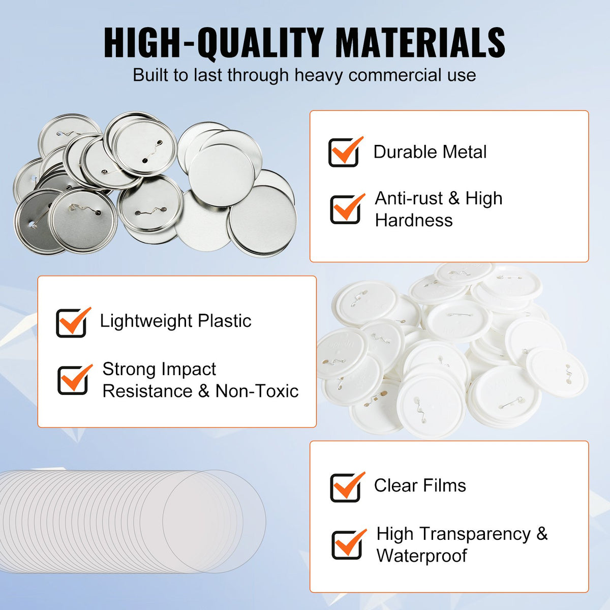 3" 75mm Button Badge Parts Supplies for Button Maker Machine 200 Sets
