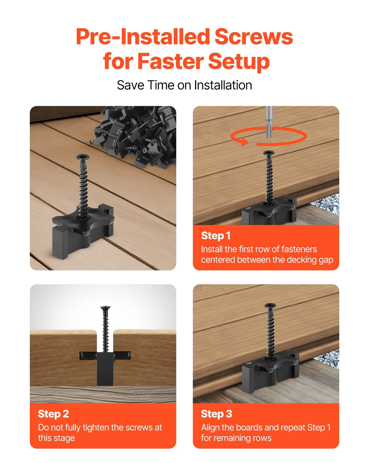 900PCS Hidden Deck Fasteners for Composite Decking Board, Universal Composite T Clips & Plastic Hidden Fasteners with Metal Screws,Polypropylene PP Clips Works with 6.5 mm Gaps, Black