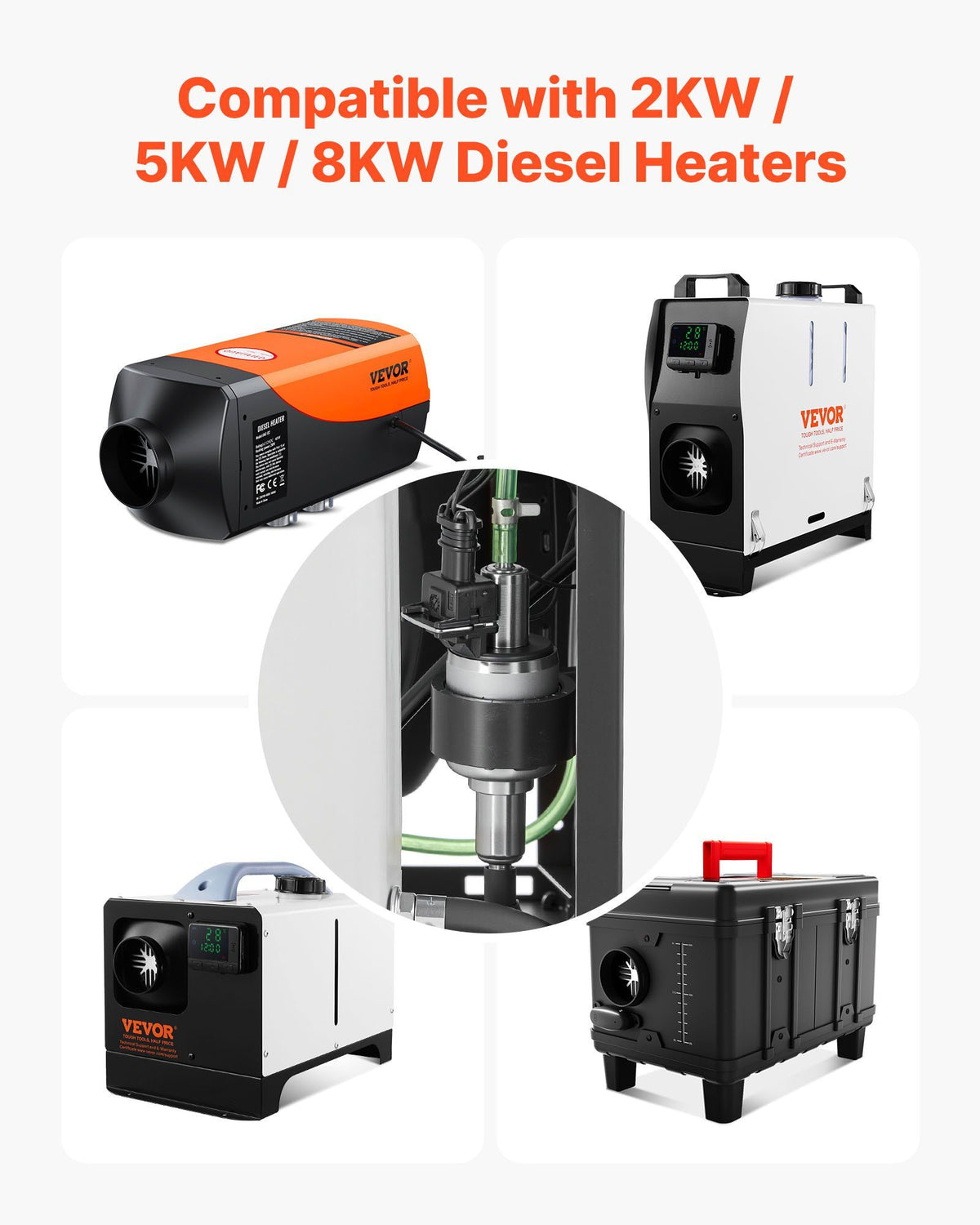 Diesel Heater Fuel Pump, 12/24V DC Car Air Heater Diesel Fuel Dosing Pump, 22 to 32ML Air Diesels Parking Heaters Pumps Fits for 2KW 5KW 8KW Diesels Heaters, Quiet Design, Pulse Technology