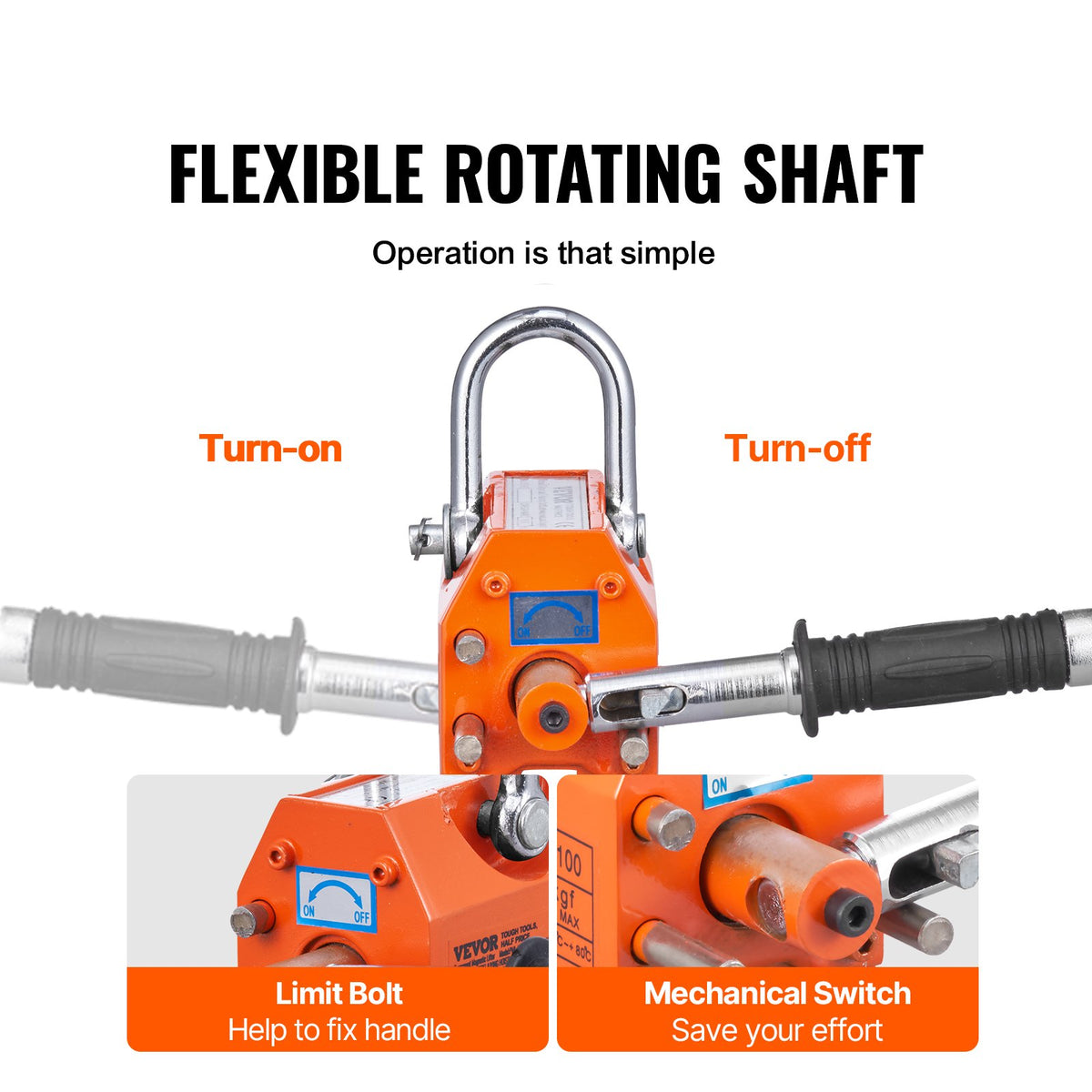 Magnetic Lifter, 100 kg/220 lbs Pulling Capacity, 2.5 Safety Factor, Neodymium & Steel, Lifting Magnet with Release, Permanent Lift Magnets, Heavy Duty Magnet for Hoist, Shop Crane, Block, Board