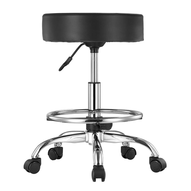 Adjustable Rolling Stool Footrest 360° Swivel Black