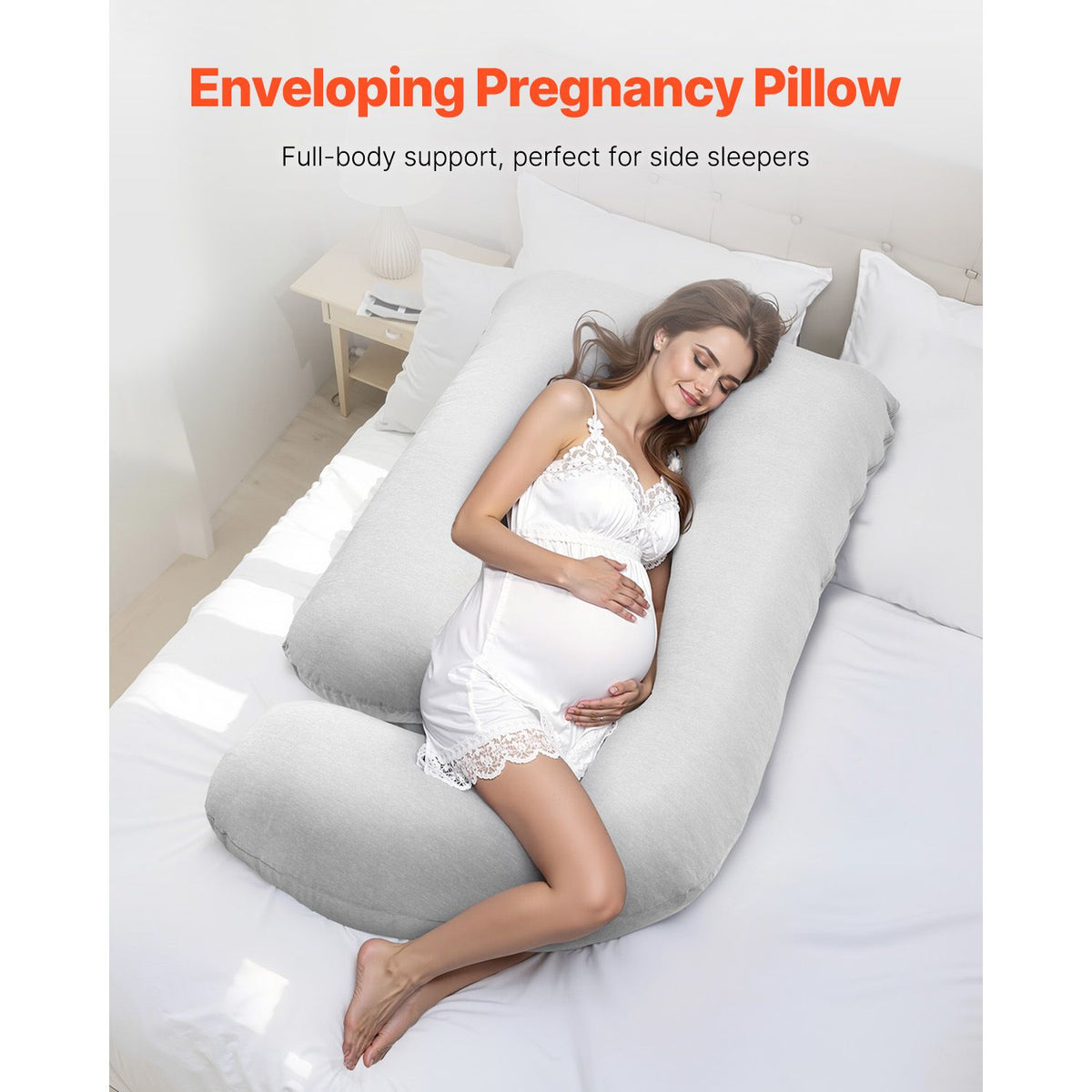 Pregnancy Pillow, G-Shaped Maternity Pillow, Full-Body Support Pillow with Removable & Washable Cover, Soft and Breathable Pregnancy Body Pillows for Back, Belly, Hips, Legs Relief