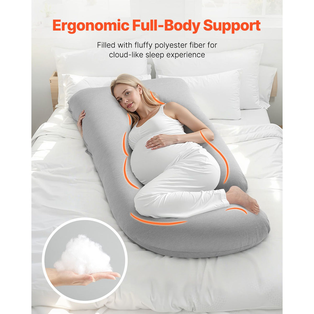 Pregnancy Pillow, G-Shaped Maternity Pillow, Full-Body Support Pillow with Removable & Washable Cover, Soft and Breathable Pregnancy Body Pillows for Back, Belly, Hips, Legs Relief