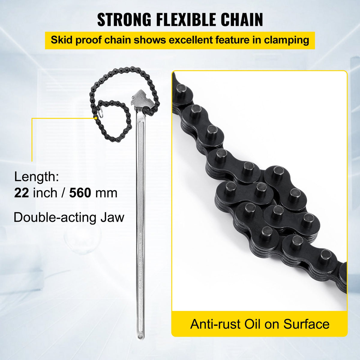 24 Inch Pipe Chain Wrench Heavy Duty 6.7 Inch Chain Wrench