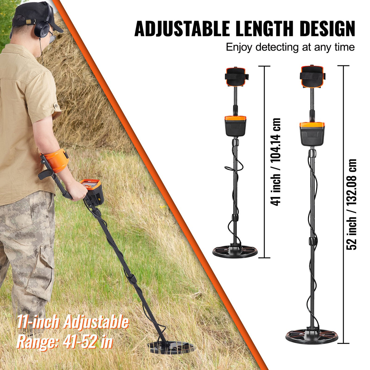 Metal Detector for Adults&Kids, 250mm, Professional Adjustable Higher Accuracy Gold Detector, IP68 Waterproof Coil with LCD Display 7 Modes Advanced DSP Chip, for Detecting Gold Treasure Hunting