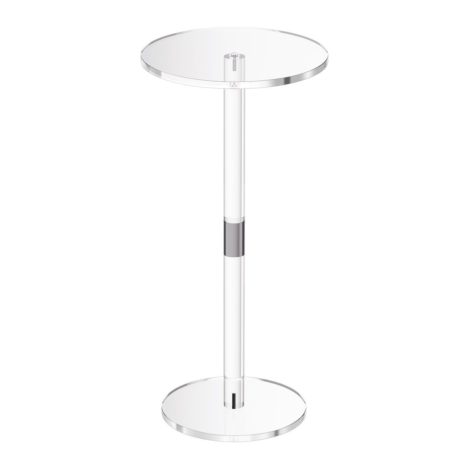 Acrylic Drink Table, Clear End Table Round Top with Solid Post, Modern Acrylic Cake Table Stand, Transparent Side Desk for Coffee, Drink, Food, Snack, Easy Assembly, 25.4 x 25.4 x 54 cm (Clear)