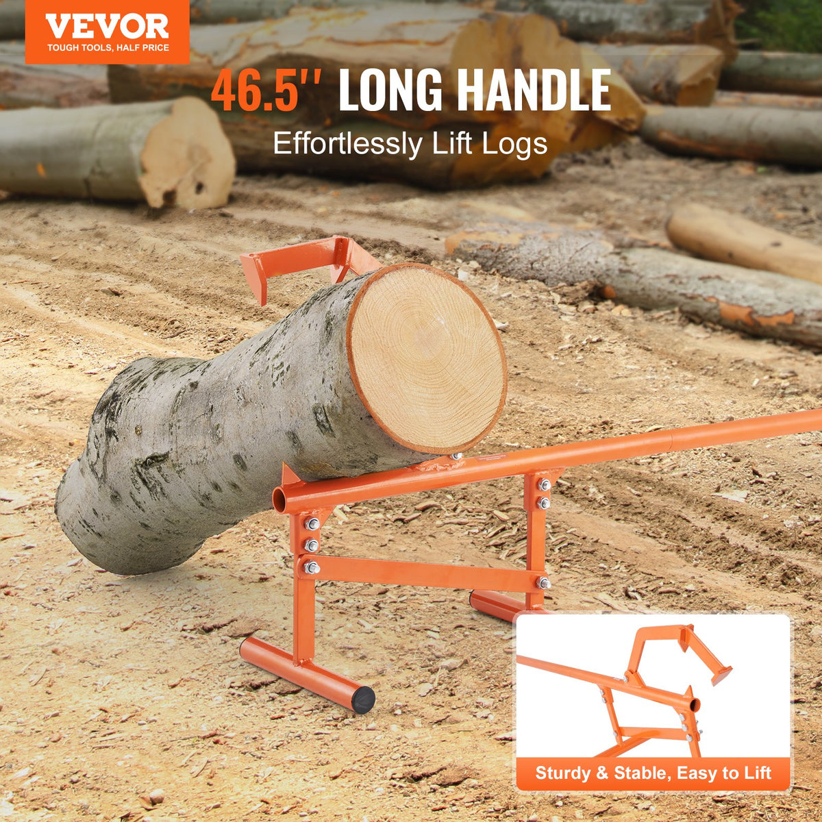 Timberjack, 46.5 in, Heavy Duty Steel Log Lifter, Log Roller with Adjustable Cant Hook, Logging Tools Log Jack for Logs Ups to 15" Dia, Timber Jack for Rolling Cutting Lifting Logs