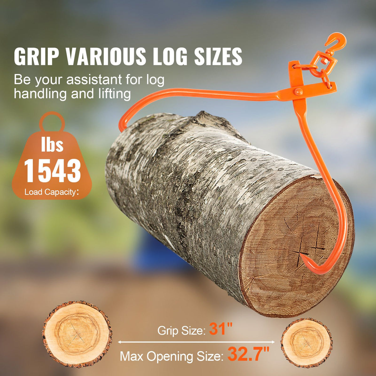 Log Skidding Tongs, 81.3cm 2 Claw Log Lifting Tongs, - V952-YMQZQ32YC2ZK2CS2WV0