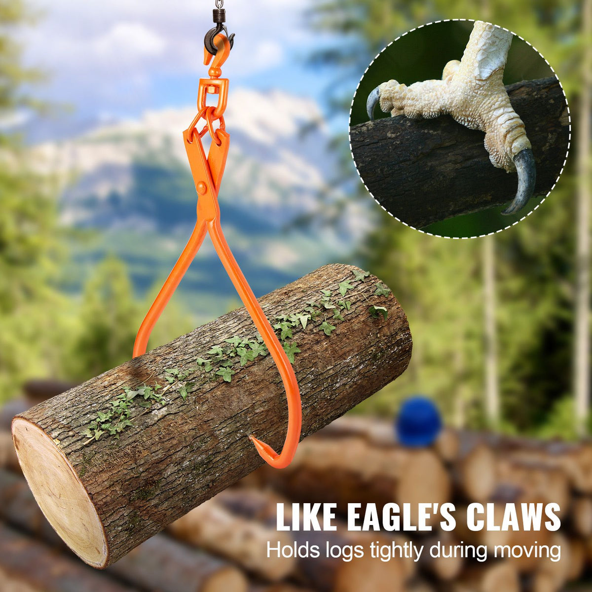 Log Skidding Tongs, 81.3cm 2 Claw Log Lifting Tongs, - V952-YMQZQ32YC2ZK2CS2WV0