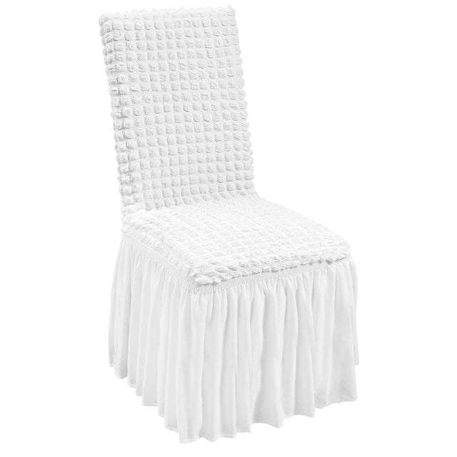4-Pack White Stretch Spandex Chair Covers Skirt Washable
