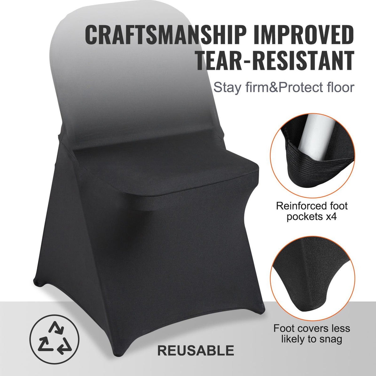 Stretch Spandex Folding Chair Covers, Universal Fitte - V952-YTHS100PCSDKFY5EXV0