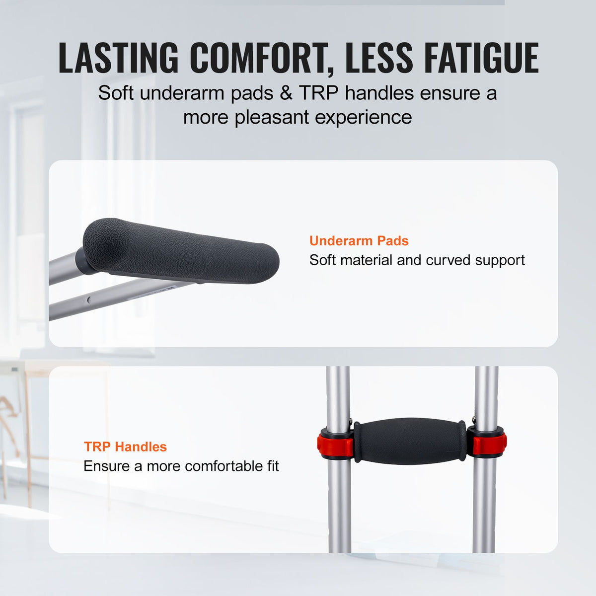 Underarm Crutches, 13-Level Height Adjustable Underarm Walking Crutches, Lightweight Aluminum Crutches for Adults Teenager - with Soft Underarm Pad for Leg Injury Surgery Disabled, 1 Pair 300LBS