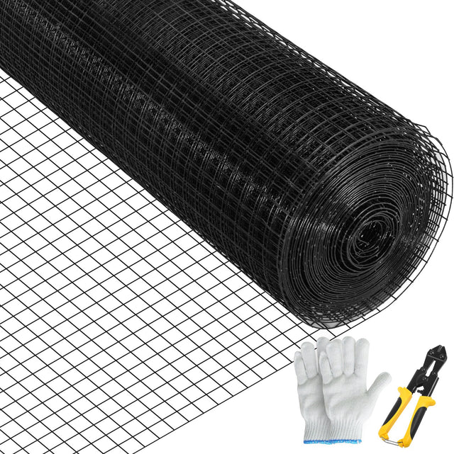 24x50in 1x1in Galvanized Hardware Cloth Cutters Gloves Black