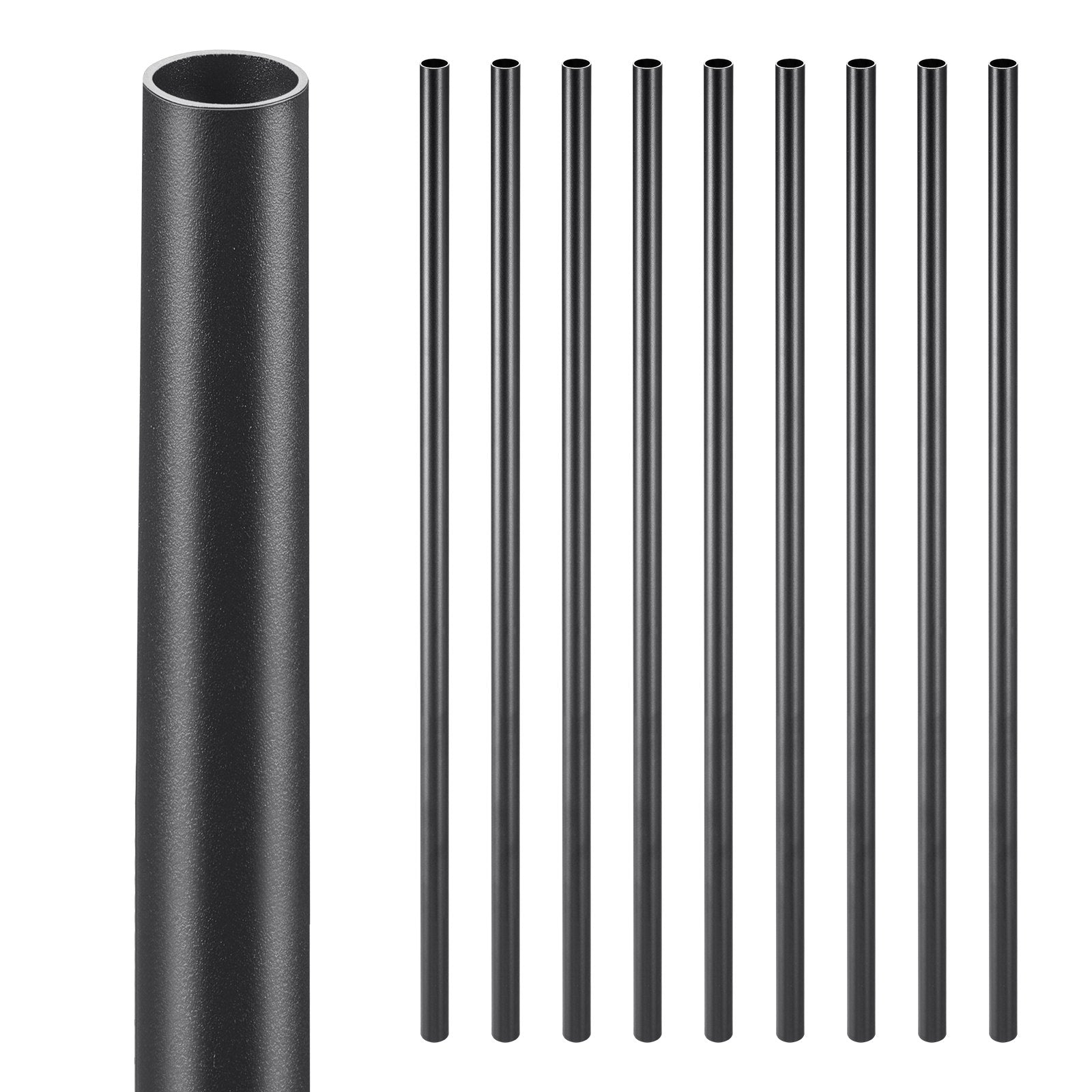 Staircase Balusters 51 Pack, 660 mm Aluminum Stair Balusters, 19 mm Water-Proof Round Metal Spindle Railing, Hollow Deck Railing with Rail Caps & Screws for Stairs, Porch, Patio, Fence, Black