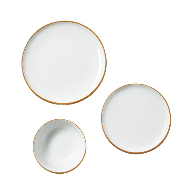 18 PCS Dinnerware Set Ceramic Plates and Bowls Sets Service for 6 White