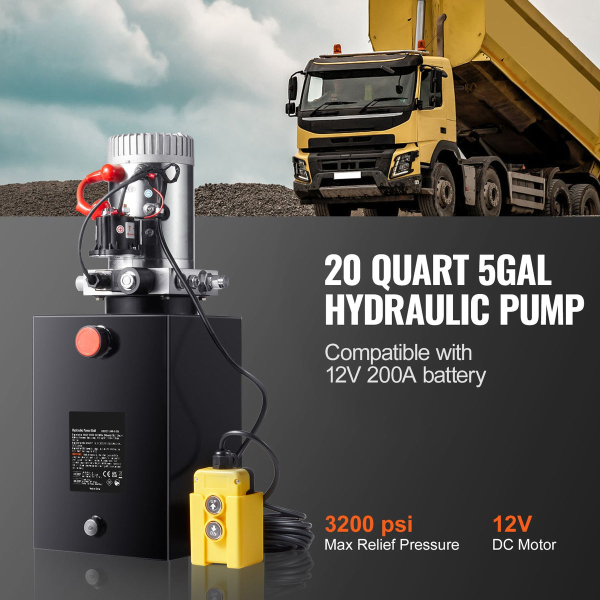 Hydraulic Pump, 20 Quart Hydraulic Power Unit, Single - V952-YXYYB12VZLDJAW8J4V0