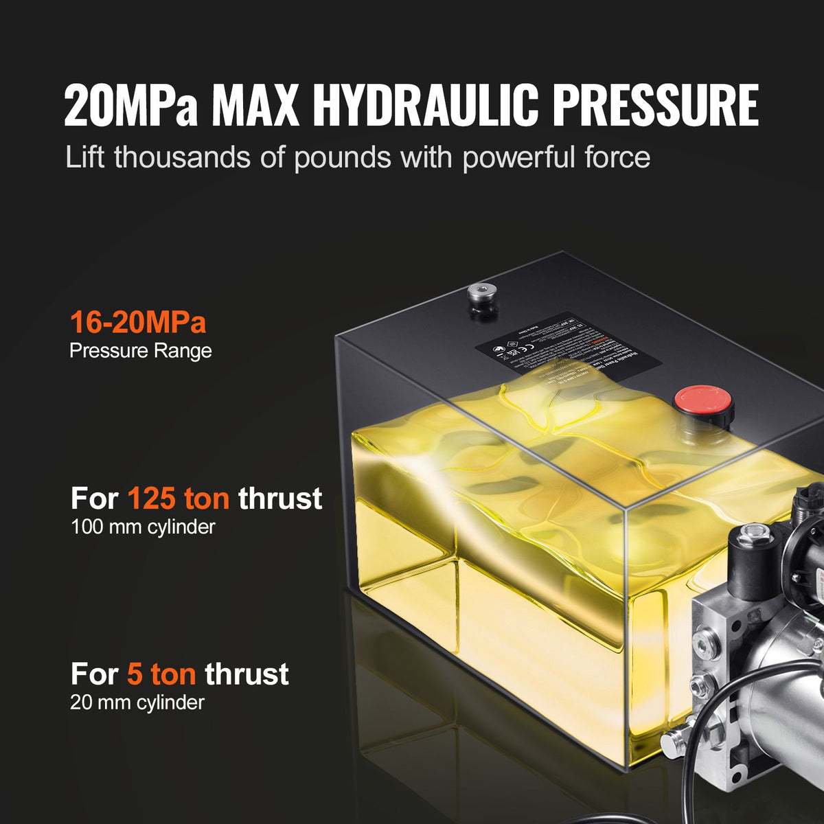 Hydraulic Pump, 20 Quart Hydraulic Power Unit, Single - V952-YXYYB12VZLDJAW8J4V0