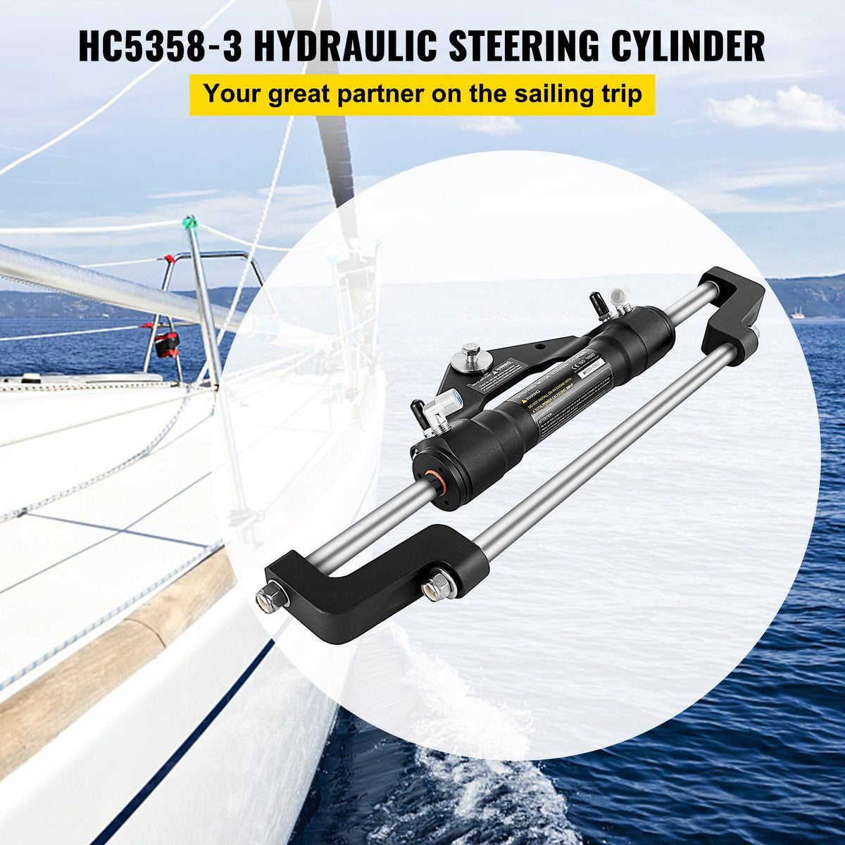 HC5358-3 Front Mount Hydraulic Outboard Steering Cylinder Ram Up To 300HP