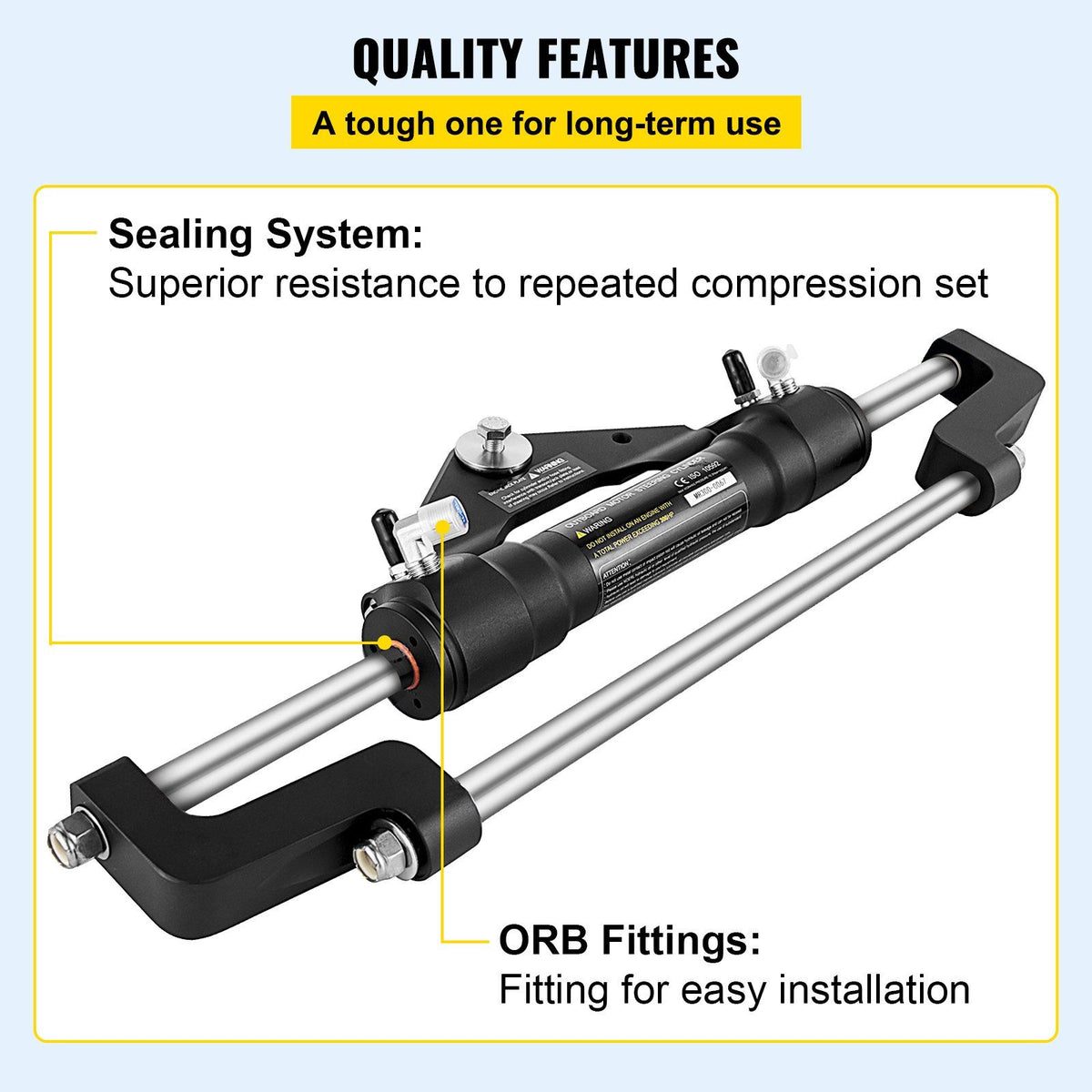 HC5358-3 Front Mount Hydraulic Outboard Steering Cylinder Ram Up To 300HP