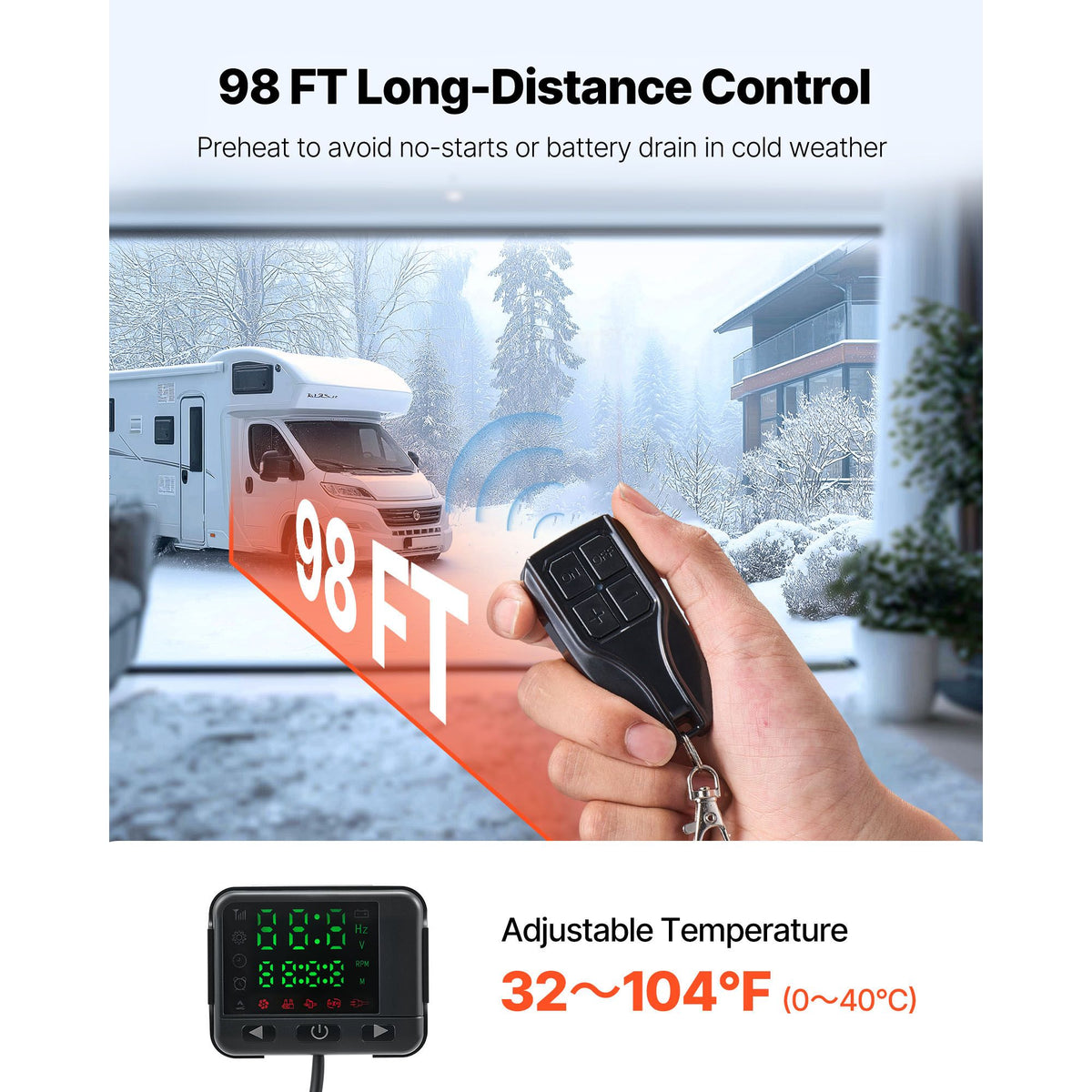 Diesel Air Heater, 8 kW DC12-24V, Fast Heating Diesel Parking Heater with Remote Control and Square Color Digital Display, Low Noise, Voice Announcement, for RV, Truck, Camper, Boat and Trailer