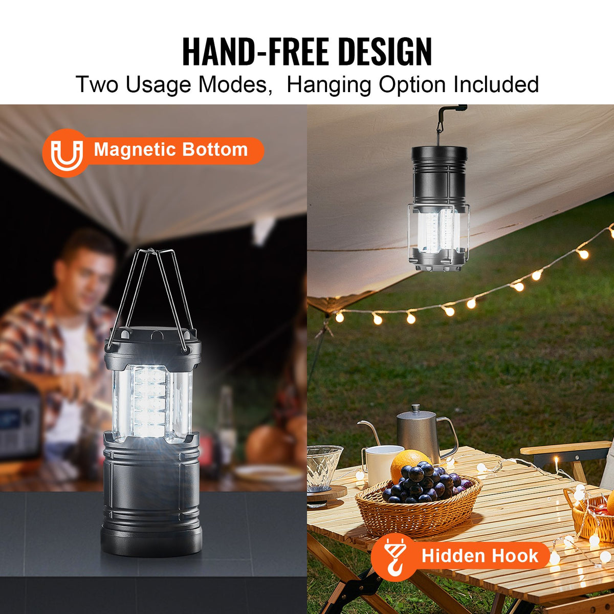 LED Camping Lanterns Collapsible Battery Powered Flashlights Set of 4