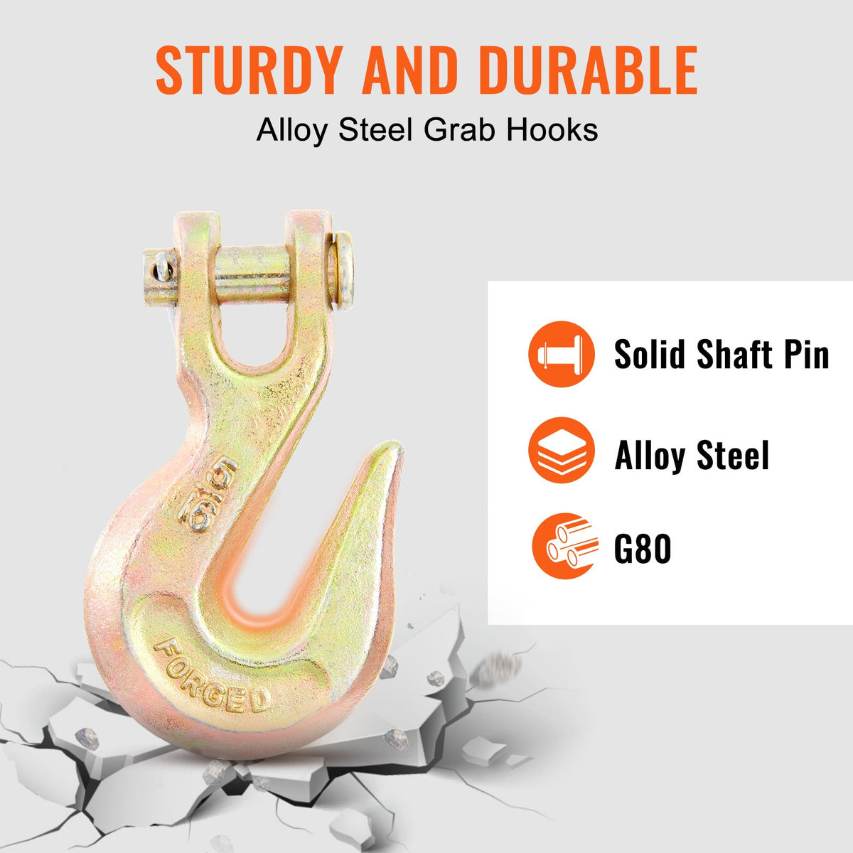 Transport Binder Chain, 2222 kg Working Load Limit, G80 Tow Chain Tie Down with Grab Hooks, DOT Certified, Galvanized Coating Manganese Steel for Dock Factory Construction Site