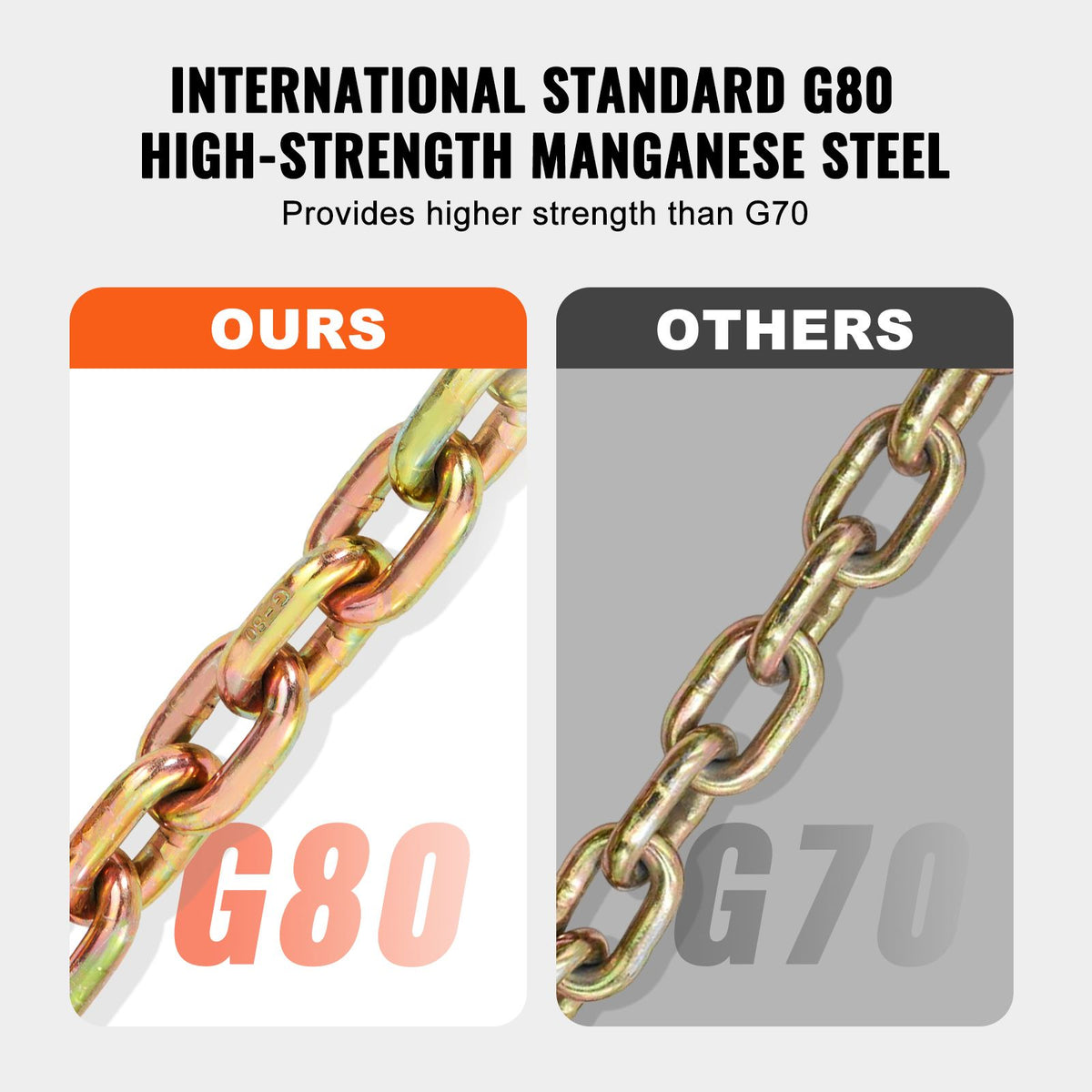 G80 Transport Binder Chain, 10 mm x 316 cm Tow Chain with Clevis Grab Hooks, 3.22T Safe Working Load, Heavy Duty Trailer Logging Chain for Transporting Towing Truck Tie Down Binding Equipment