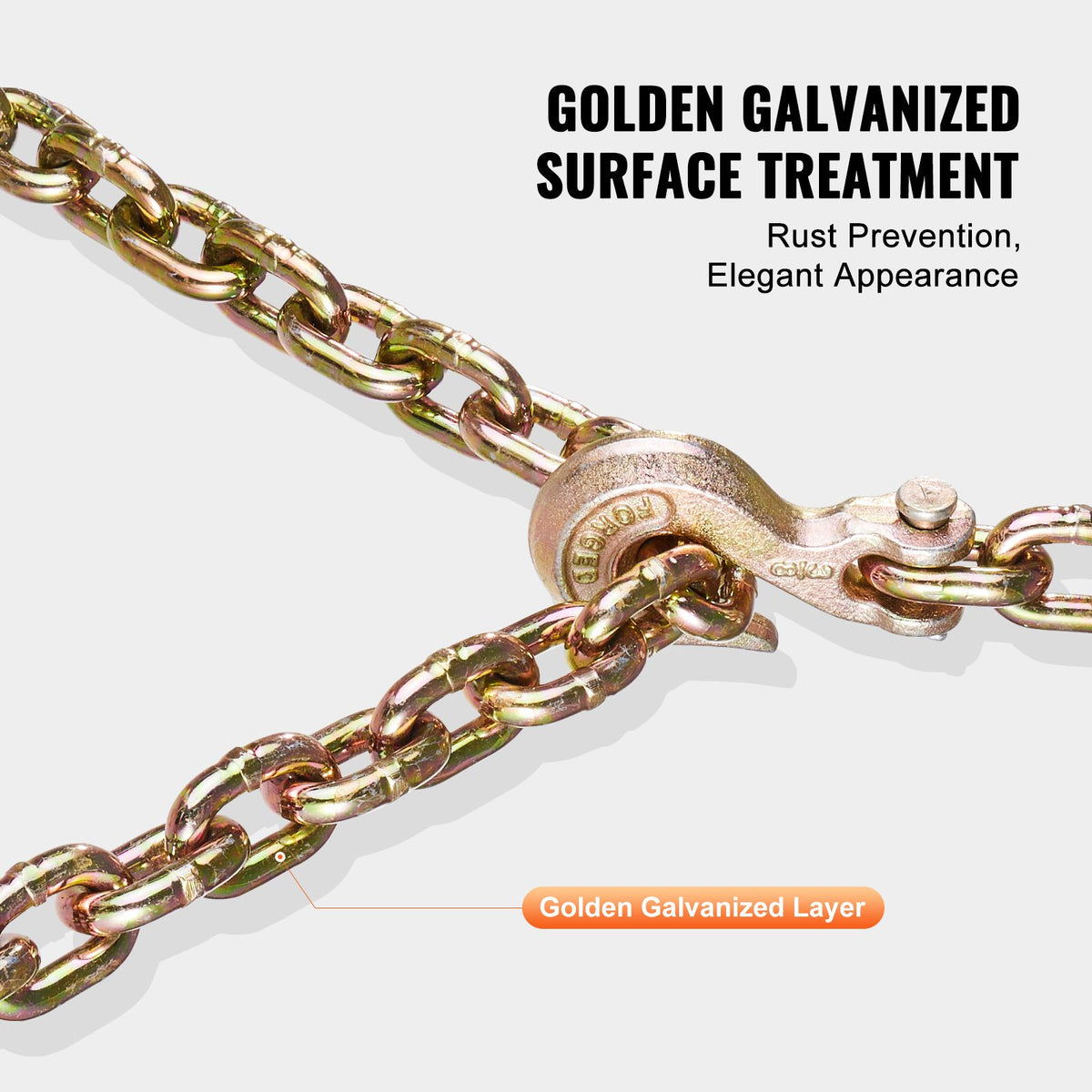 G80 Transport Binder Chain, 10 mm x 316 cm Tow Chain with Clevis Grab Hooks, 3.22T Safe Working Load, Heavy Duty Trailer Logging Chain for Transporting Towing Truck Tie Down Binding Equipment
