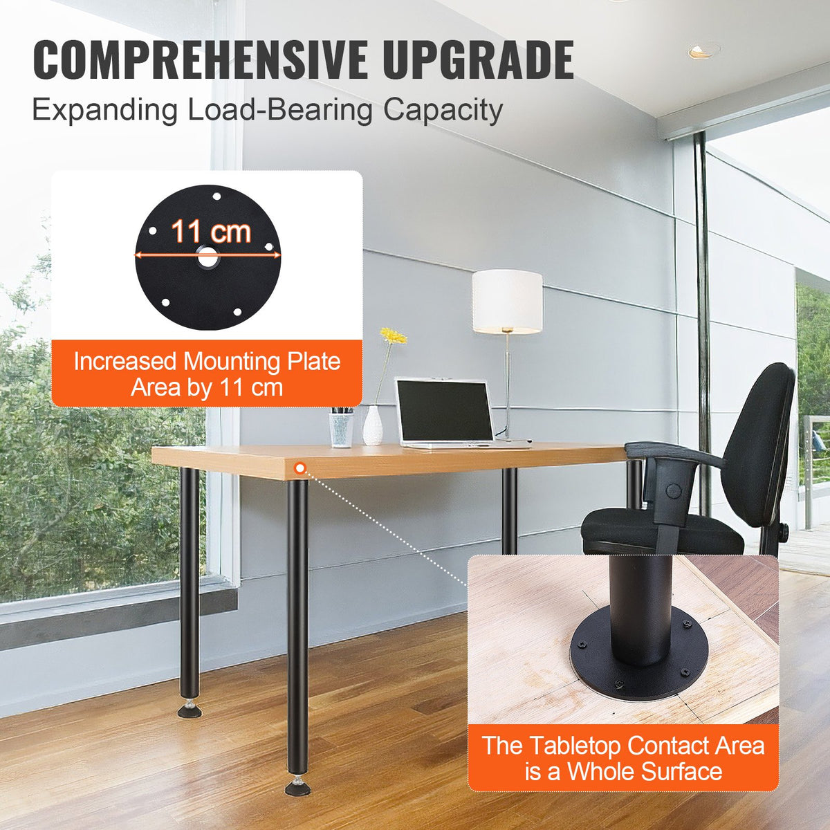 711.2MM Adjustable Desk Legs, Reinforced Steel Office Table Furniture legs Set of 4 for DIY, 544.3KG Load Capacity Heavy Duty Desk Legs, Quick Instalation Legs with Adjustable Foot Cup Black