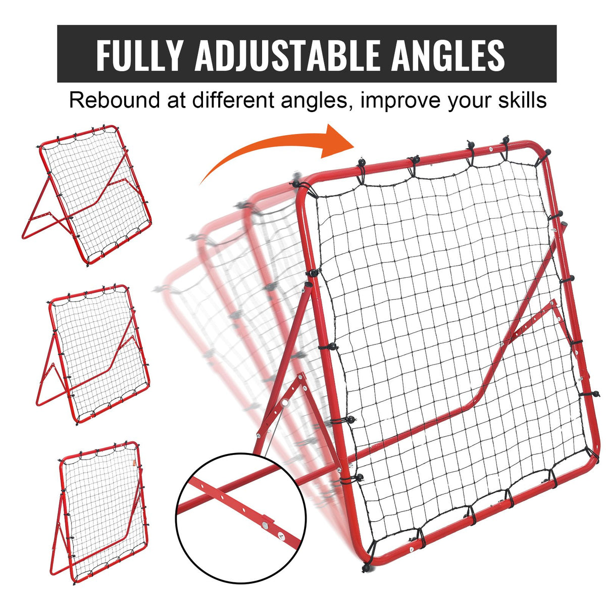 Soccer Rebounder Rebound Net, Kick-Back 100x100 cm, Portable Football Training Gifts, Fully Adjustable Angles Goal Net, Aids & Equipment for Kids Teens & All Ages, Easy Set Up & Perfect Storage