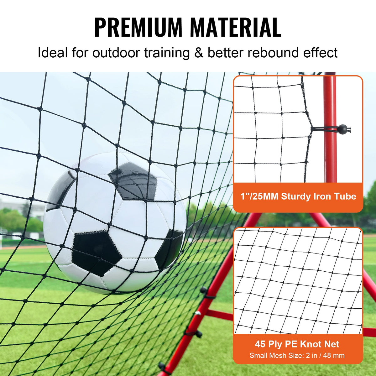Soccer Rebounder Rebound Net, Kick-Back 100x100 cm, Portable Football Training Gifts, Fully Adjustable Angles Goal Net, Aids & Equipment for Kids Teens & All Ages, Easy Set Up & Perfect Storage