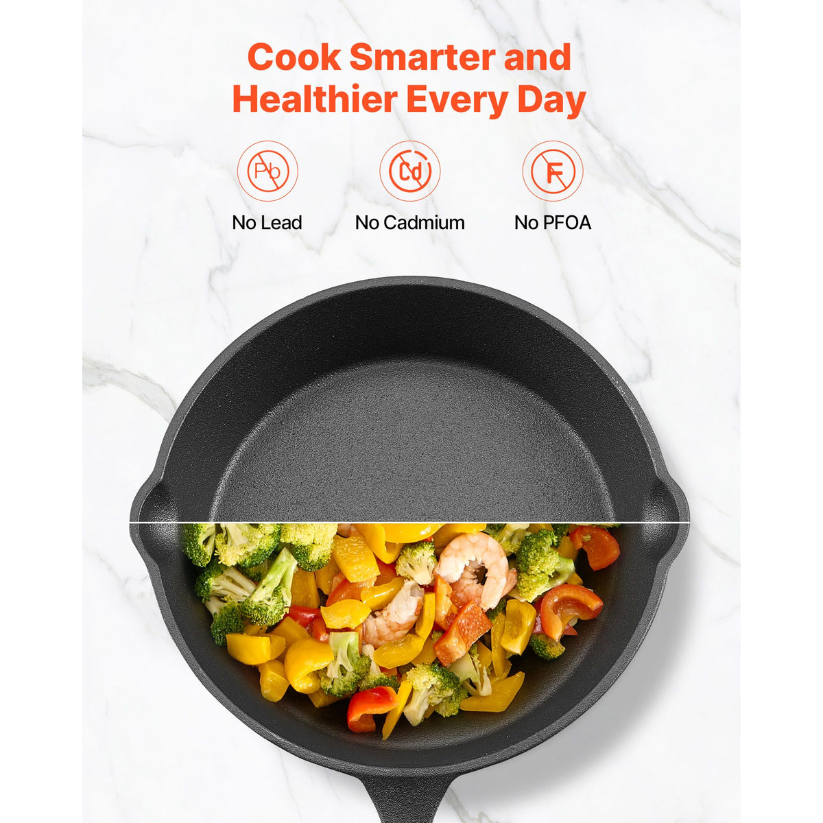 Cast Iron Skillet, 4 Pcs Frying Pan Set (155, 205, 260, 305 mm), Skillets with Heat-Resistant Silicone Handle, Pre-Seasoned Chef's Pan, Kitchen Cookware, Oven, Gas, Electrical, Induction, Black