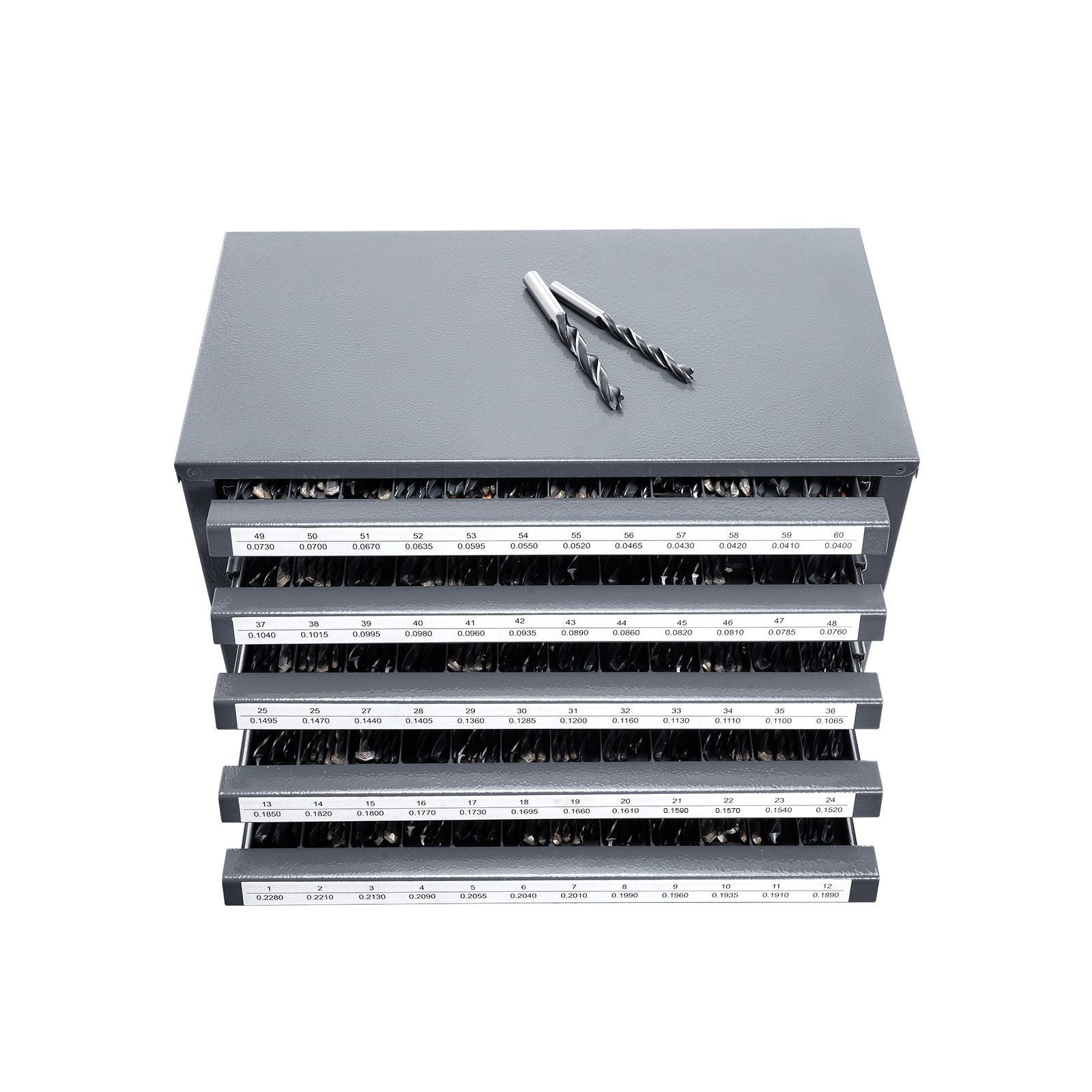 Drill Bit Dispenser Cabinet, Five-Drawer Drill Bit Organizer Cabinet for #1 to #60 Steel Drill Dispenser Organizer Cabinet with Labels, Stackable Drill Dispenser for Drill Bit Storage