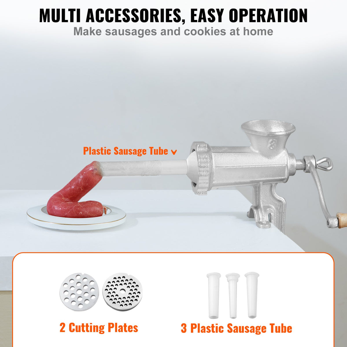 Manual Meat Grinder Heavy Duty Cast Iron Meat Grinder & Steel Table Clamp