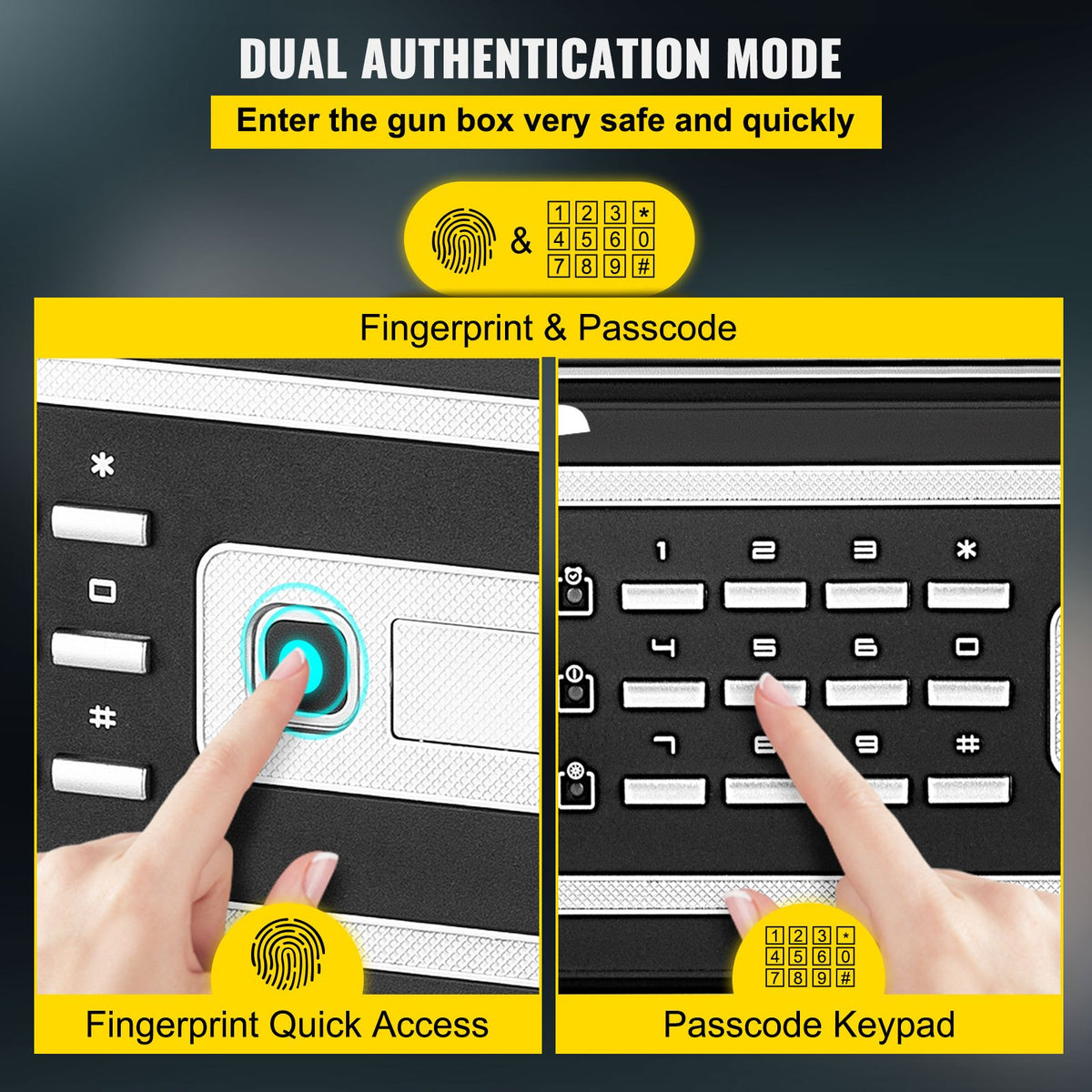 Safe Box, 0.8 CU.FT Fingerprint Safe Box for Money w/ 2 Keys & Digital Keypad, Q235 Steel Safe Box for Storing Cash, Jewelry, Pistols, Documents, Watches in Home & Office & Hotel