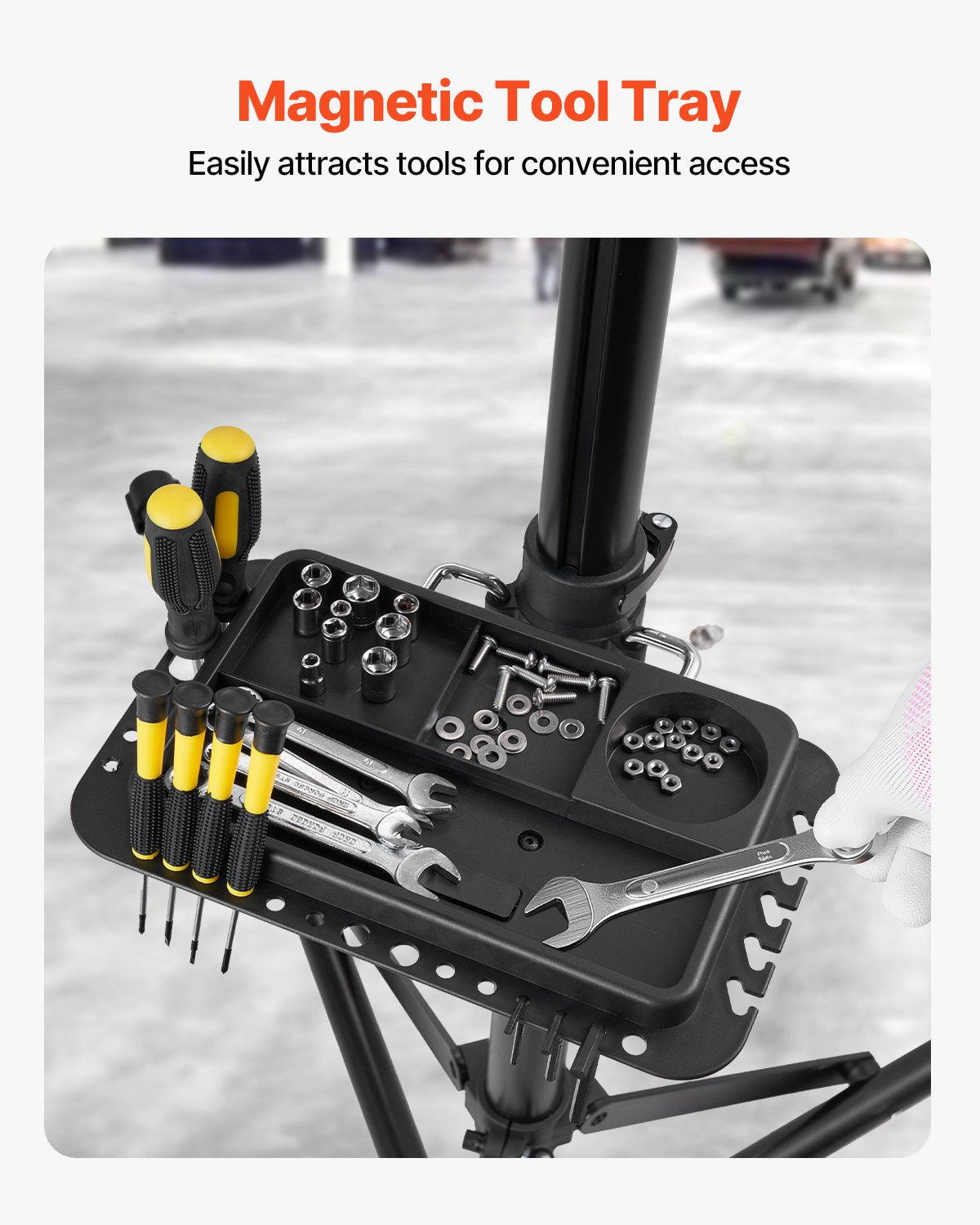 Bike Repair Stand, 38.56 kg Heavy-duty Bicycle Work Stand with 1035-1630 mm Adjustable Height & Magnetic Tool Tray, Foldable Bicycle Maintenance Rack, Shop Home Mechanics for Mountain & Road Bike