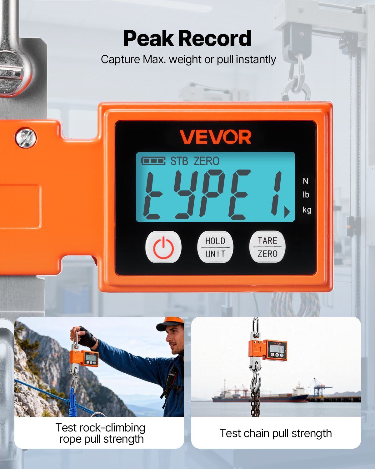 Digital Crane Scale, 1100 lbs/500 kg Max Capacity, Heavy Duty Industrial Hanging Scale with Cast Aluminum Case & LCD Display, 100 g Division & 3 Unit Switch, Auto-Off Setting for Garage