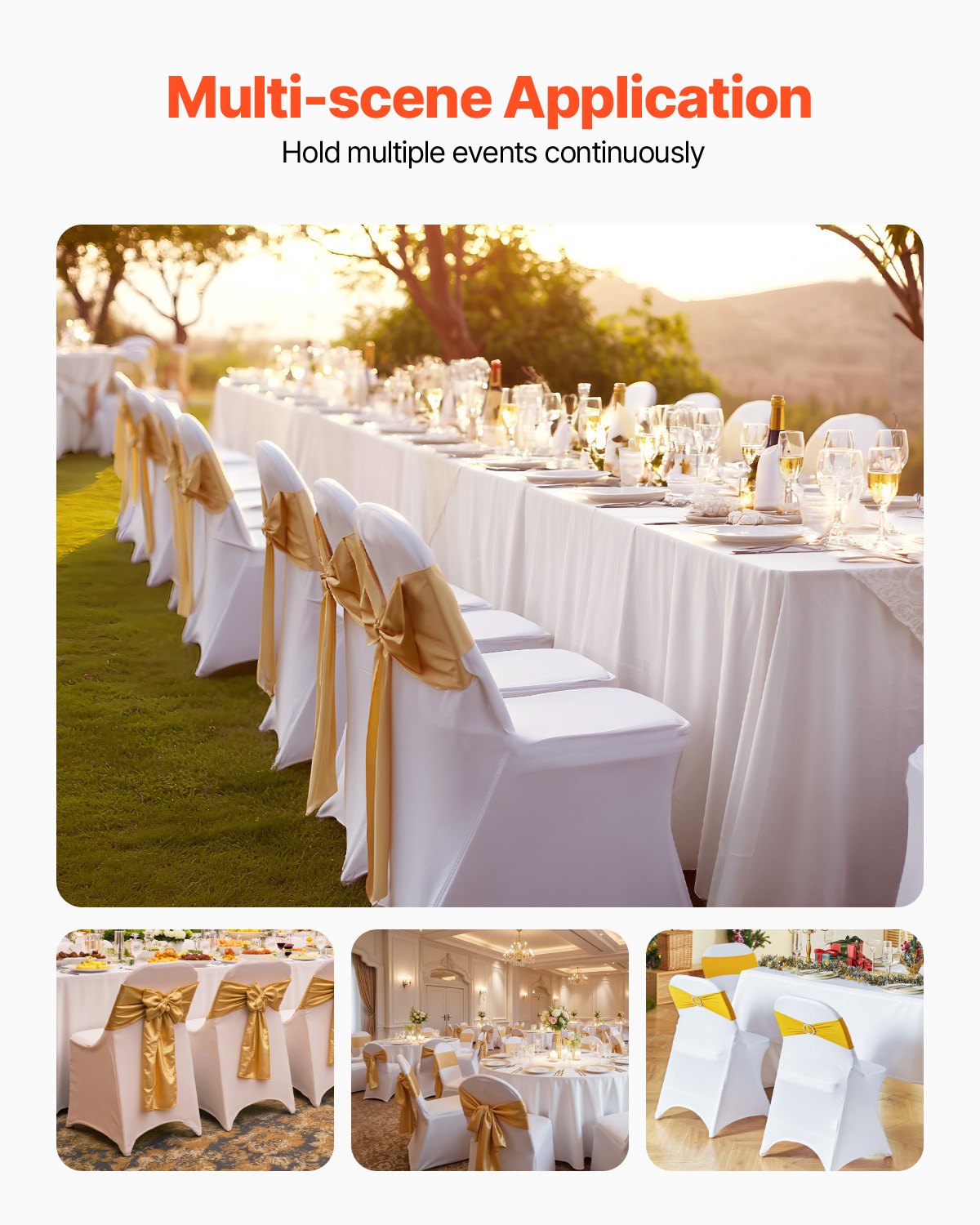 Stretch Spandex Folding Chair Covers, Universal Fitted Chair Cover, Removable Washable Protective Slipcovers, for Wedding, Holiday, Banquet, Party, Celebration, Dining (12PCS White)