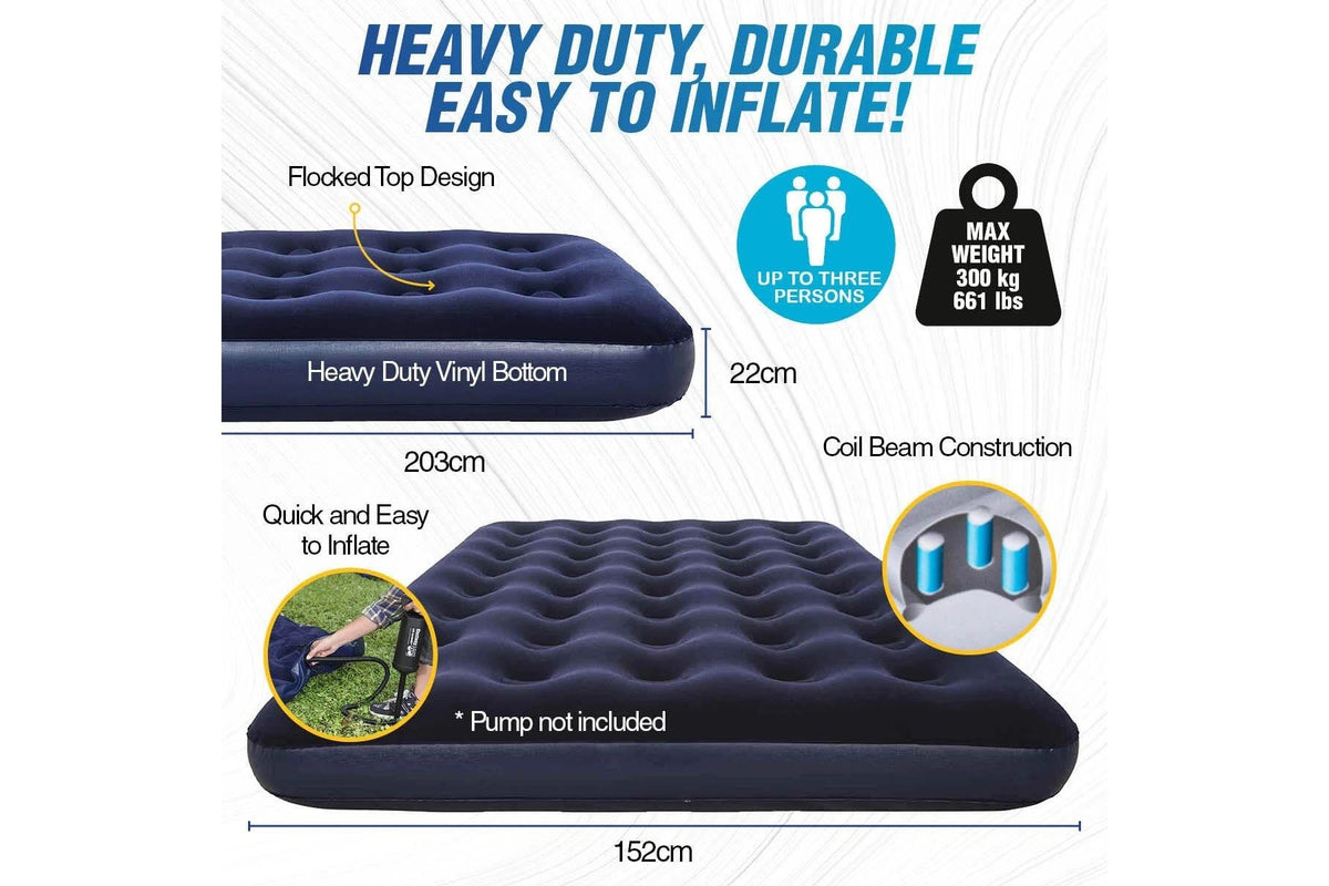 Bestway 2.03m x 1.52m x 22cm Air Mattress Queen Inflatable Air Bed