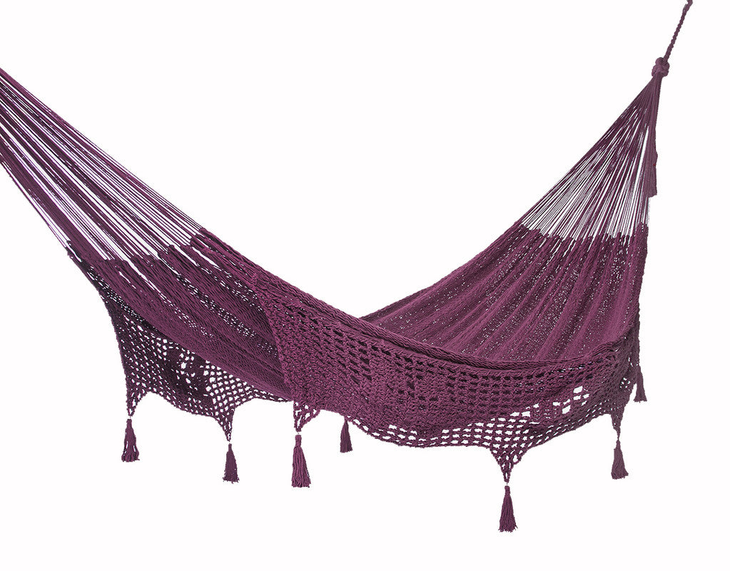 Outdoor undercover cotton Mayan Legacy hammock w/ hand tassels Queen Size Maroon