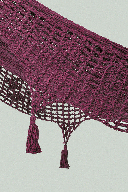 Outdoor undercover cotton Mayan Legacy hammock w/ hand tassels Queen Size Maroon