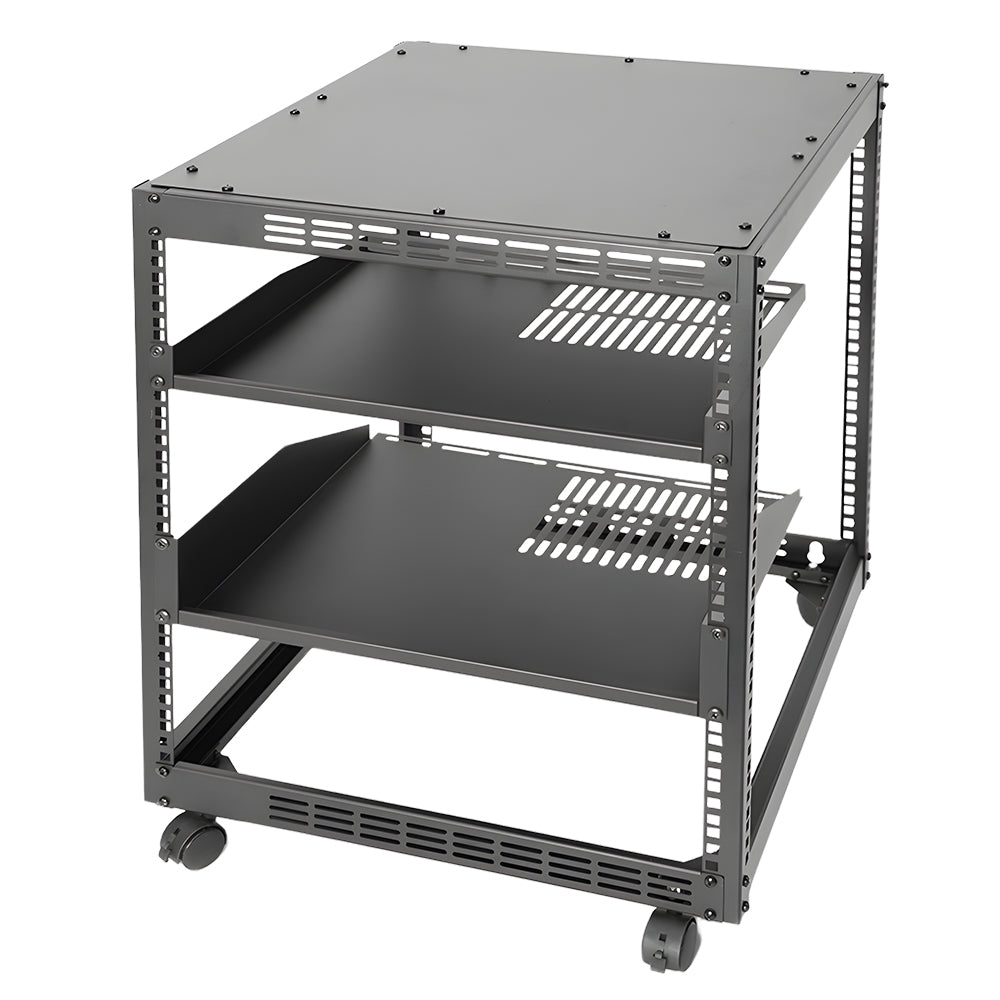 Alston 12U Open Frame Server Rack Hifi Device w/ 4 Standing Lockable Casters