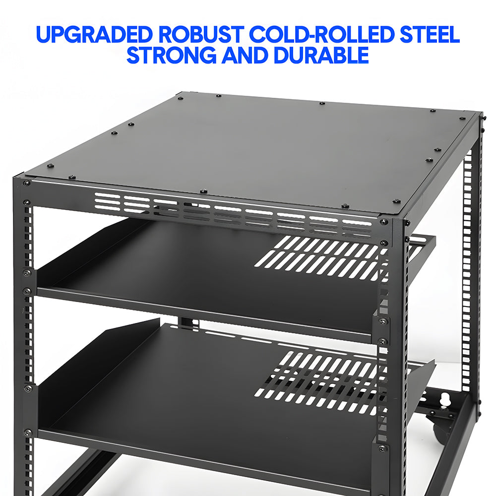 Alston 12U Open Frame Server Rack Hifi Device w/ 4 Standing Lockable Casters