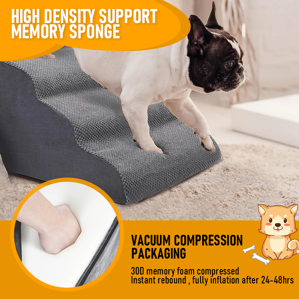 3 Tiers Dog Ramp Non Slip Pet Steps Cat Stairs 40LBS Washable Corduroy Cover